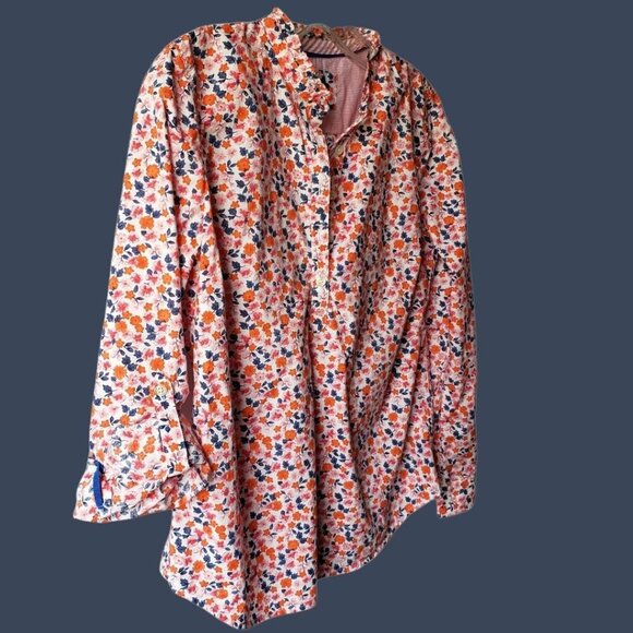 Talbots Floral Print Blouse Smocked peasant ruffle multicolor Size Small Petite - Picture 6 of 7